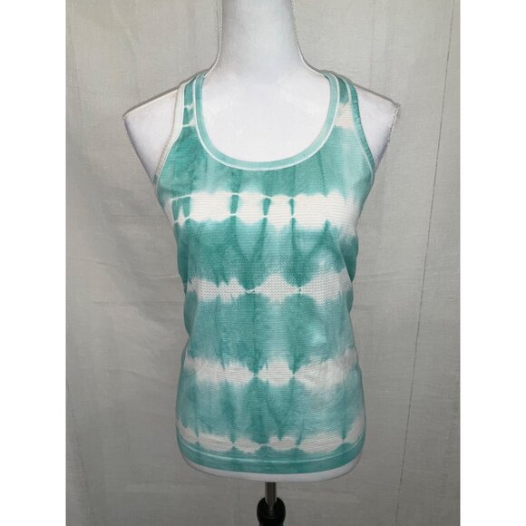 Lululemon Athletica Women's Tie-Dye Racerback Tank Top Green & White Size 8 - Picture 1 of 5